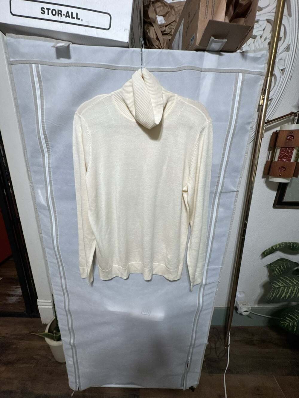 XL Cream Turtleneck Long Sleeve capsule cottagecore Sweater Women's Acrylic Wool